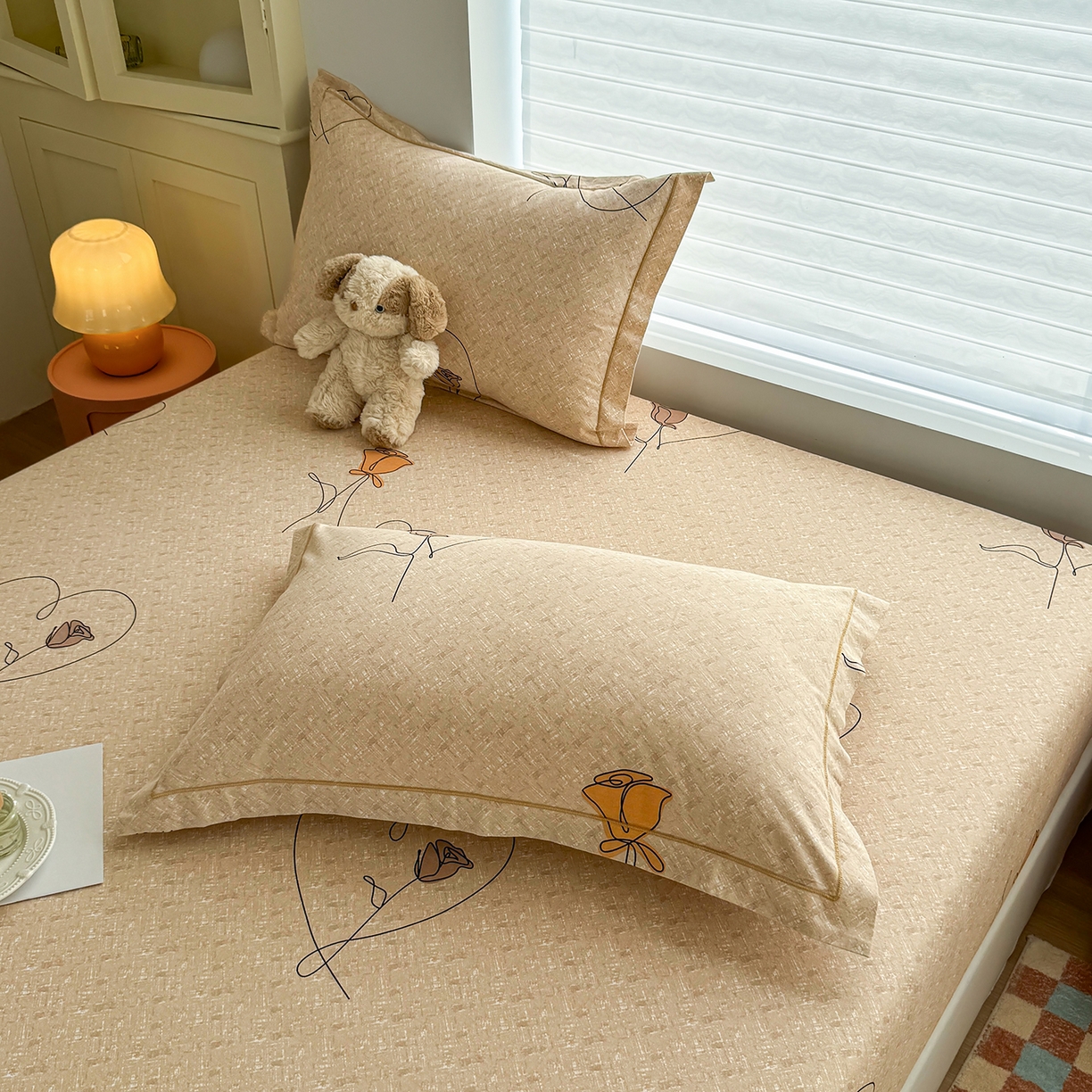 91家纺网 家纺一手货源 找家纺 壹贝家纺 2025新款全棉磨毛床笠系列 小香玉-咖