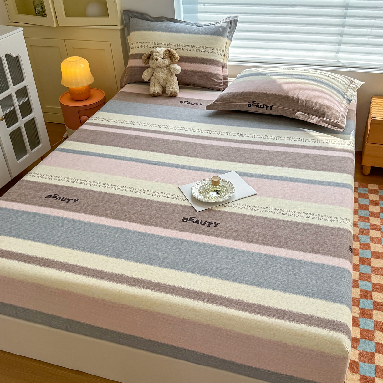 91家纺网 家纺一手货源 找家纺 壹贝家纺 2025新款全棉磨毛床笠系列 信条主义-咖