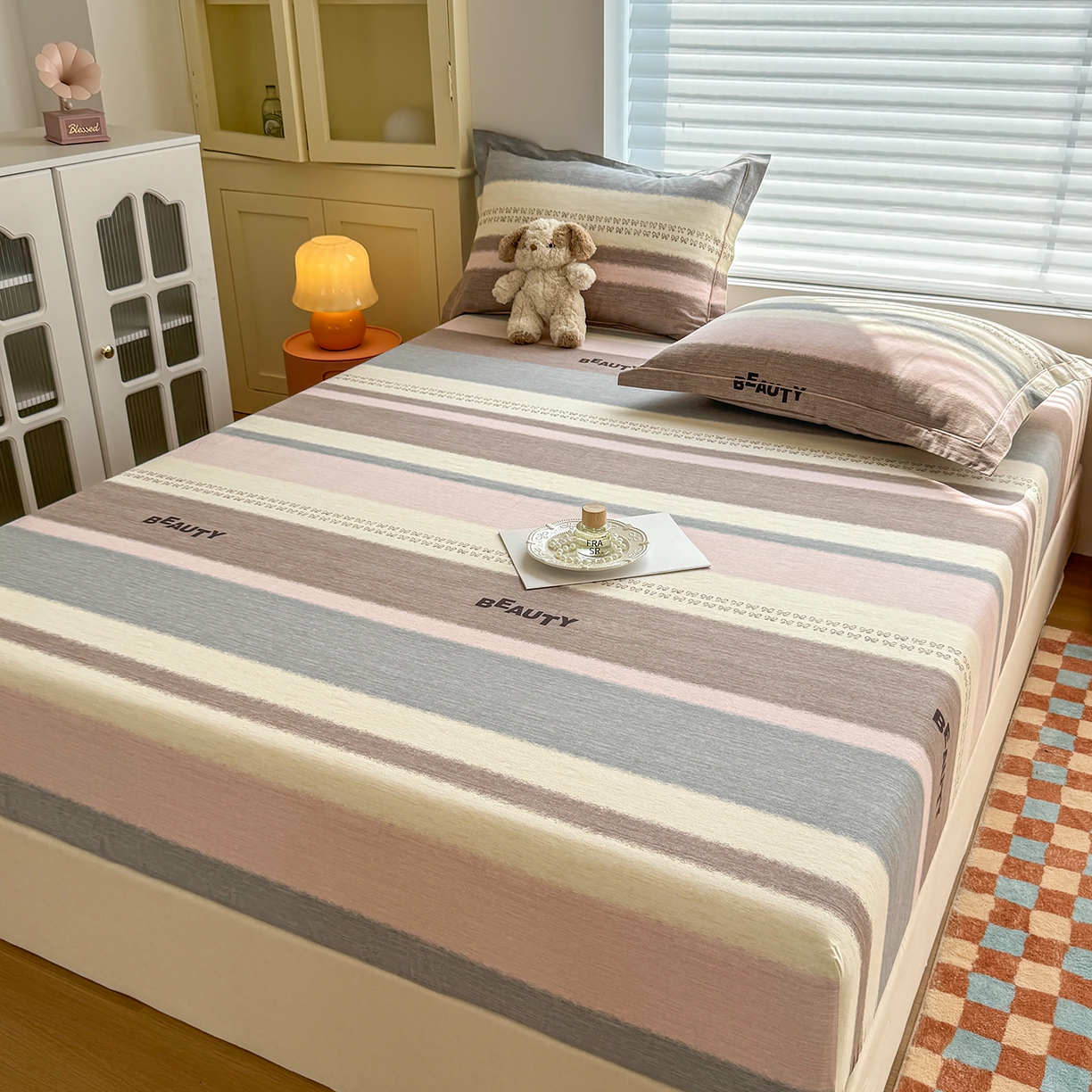 91家纺网 家纺一手货源 找家纺 壹贝家纺 2025新款全棉磨毛床笠系列 信条主义-咖