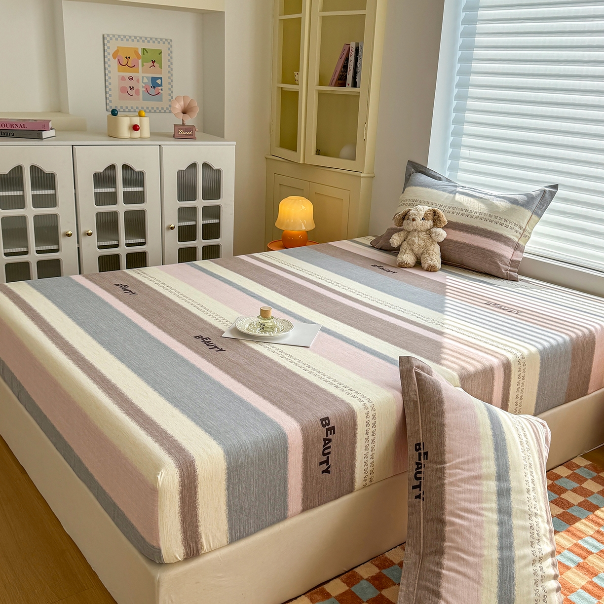 91家纺网 家纺一手货源 找家纺 壹贝家纺 2025新款全棉磨毛床笠系列 信条主义-咖