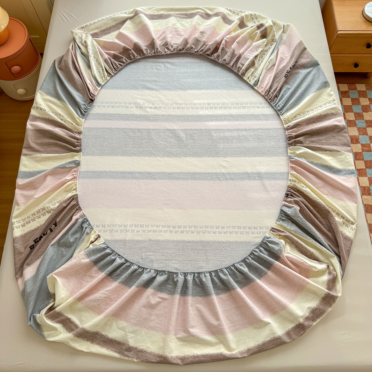 91家纺网 家纺一手货源 找家纺 壹贝家纺 2025新款全棉磨毛床笠系列 信条主义-咖