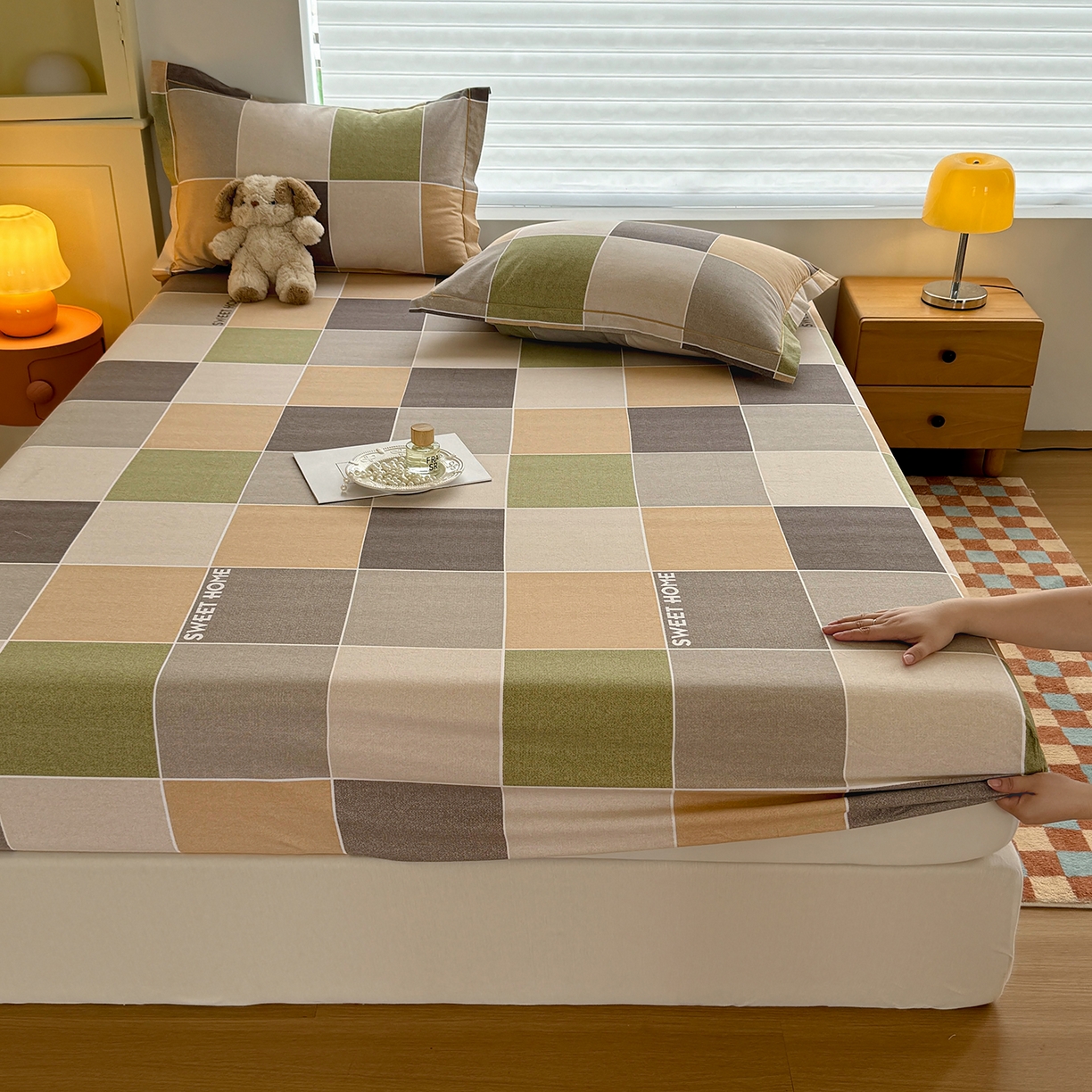 91家纺网 家纺一手货源 找家纺 壹贝家纺 2025新款全棉磨毛床笠系列 星辰