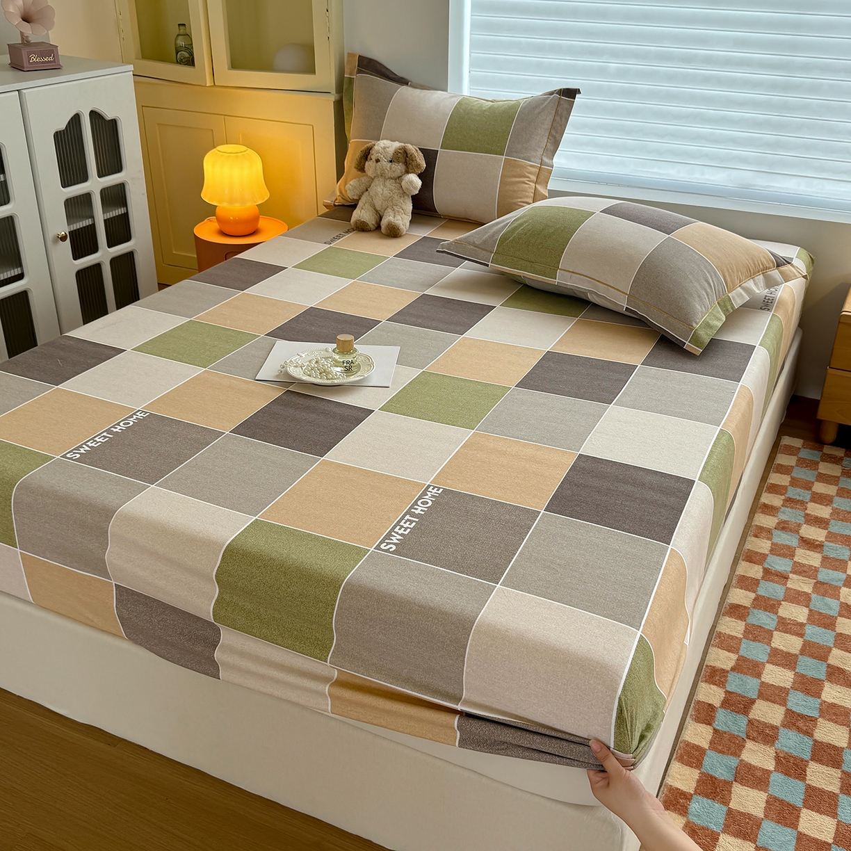 91家纺网 家纺一手货源 找家纺 壹贝家纺 2025新款全棉磨毛床笠系列 星辰