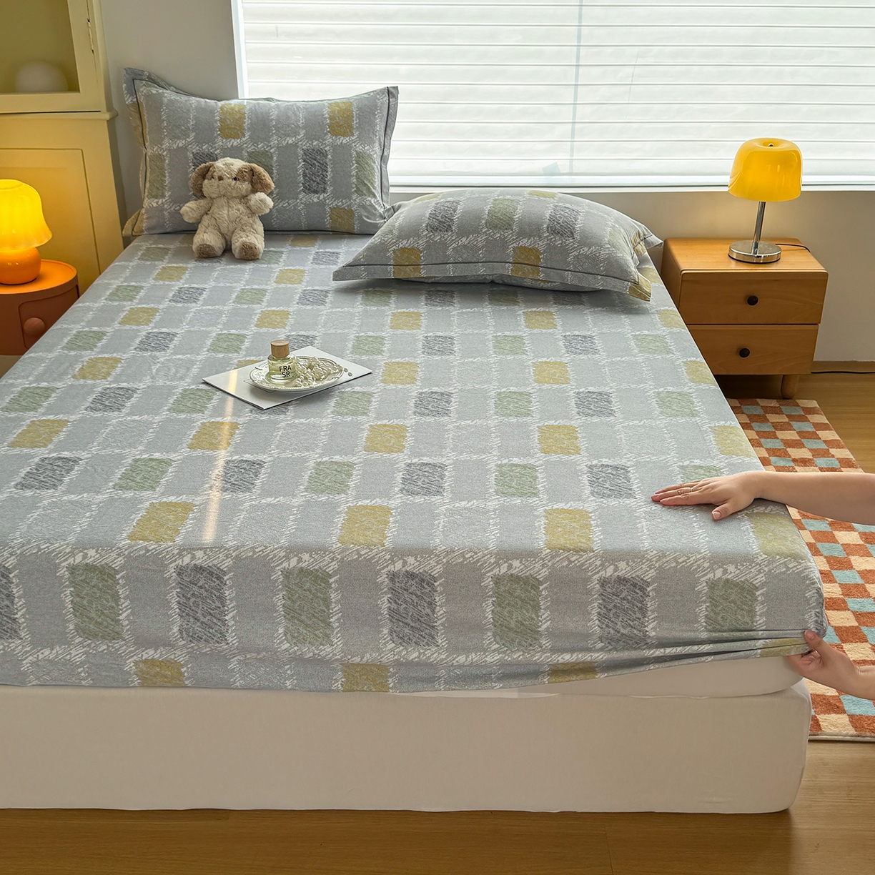 91家纺网 家纺一手货源 找家纺 壹贝家纺 2025新款全棉磨毛床笠系列 月光宝盒