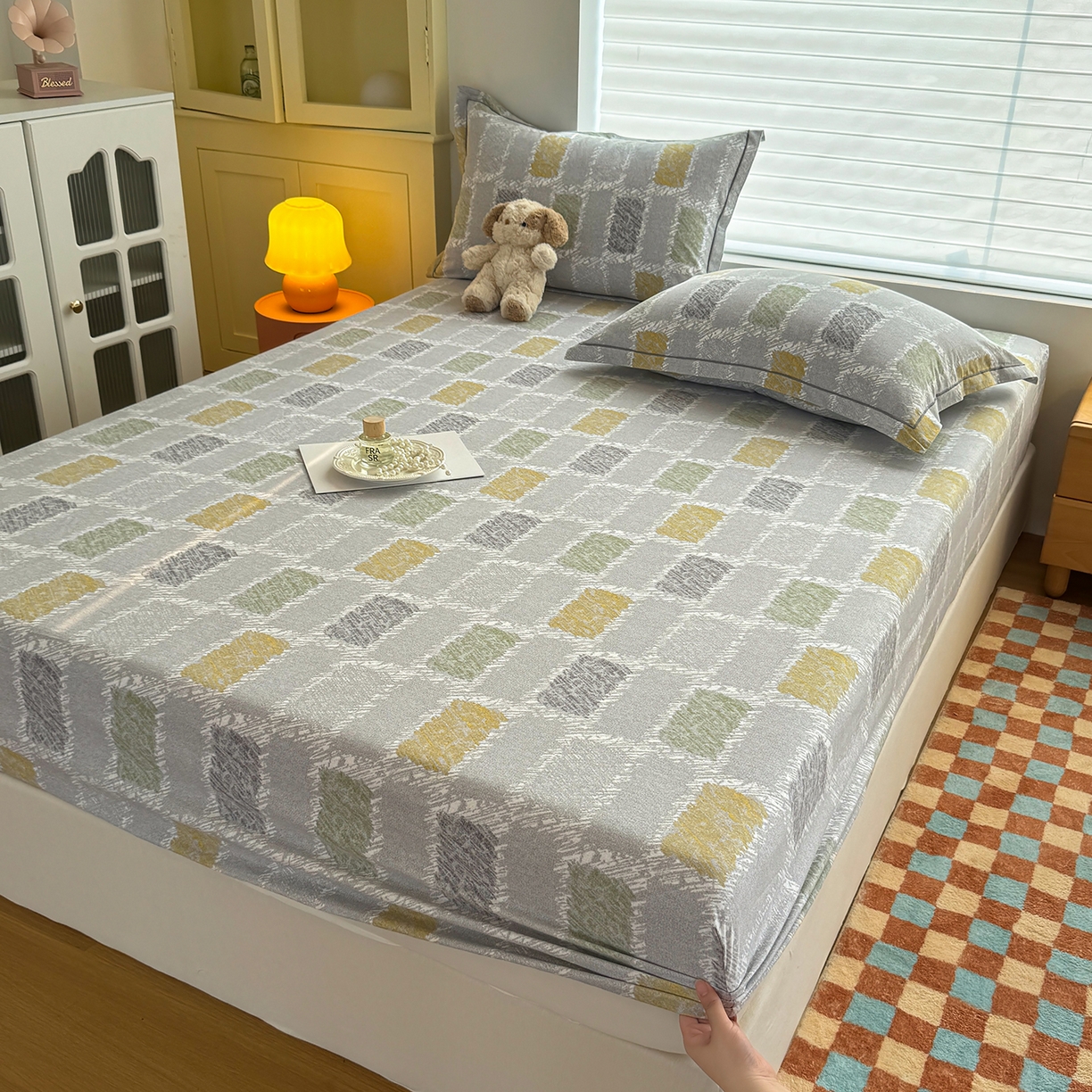 91家纺网 家纺一手货源 找家纺 壹贝家纺 2025新款全棉磨毛床笠系列 月光宝盒