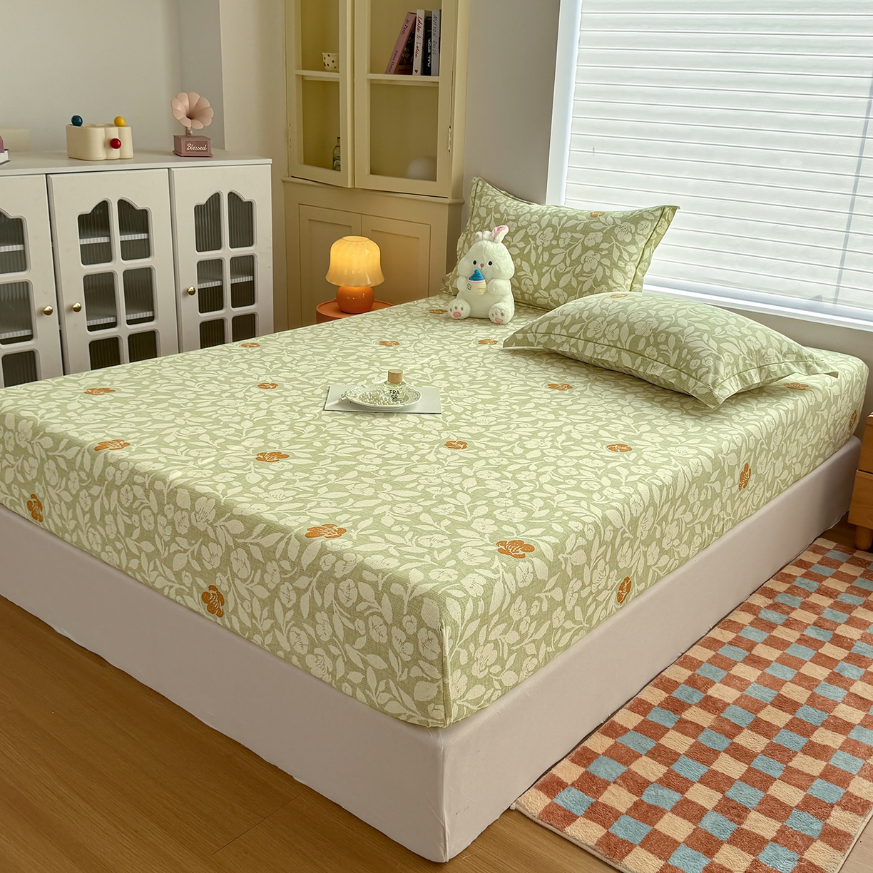 91家纺网 家纺一手货源 找家纺 壹贝家纺 2025新款全棉磨毛床笠系列 芷绿