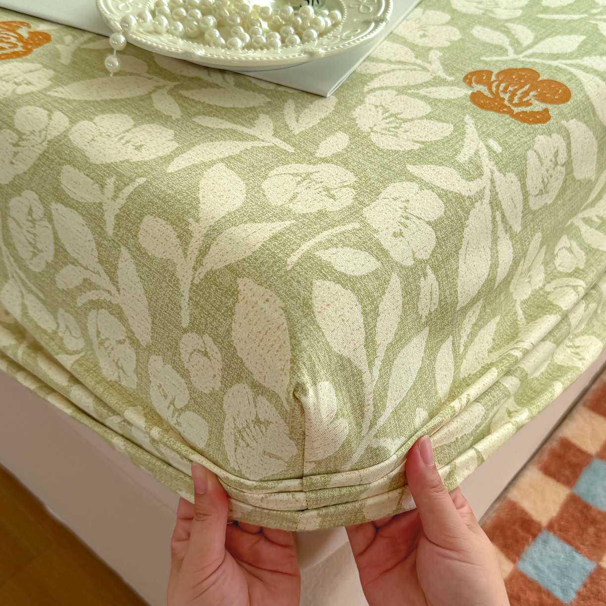 91家纺网 家纺一手货源 找家纺 壹贝家纺 2025新款全棉磨毛床笠系列 芷绿