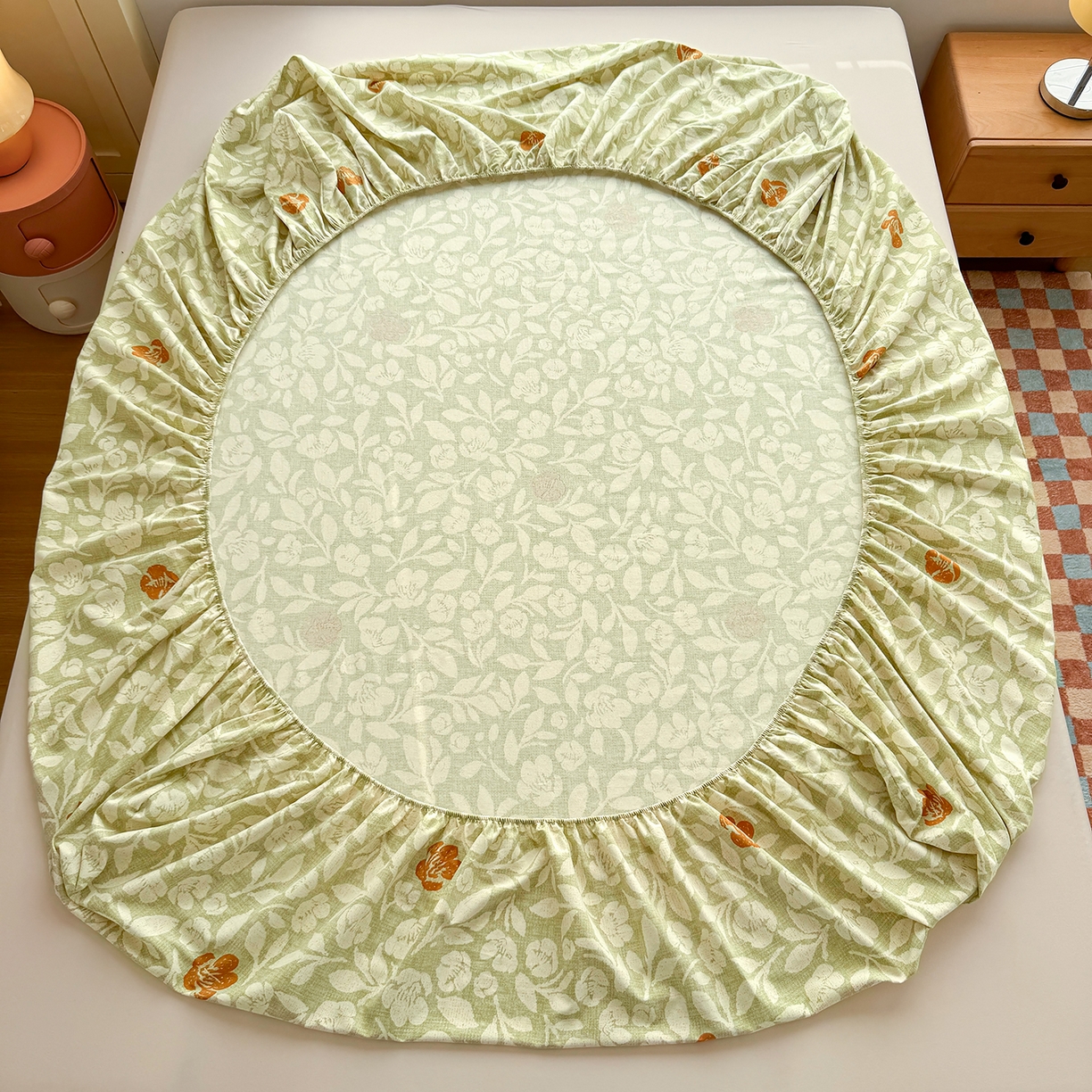 91家纺网 家纺一手货源 找家纺 壹贝家纺 2025新款全棉磨毛床笠系列 芷绿