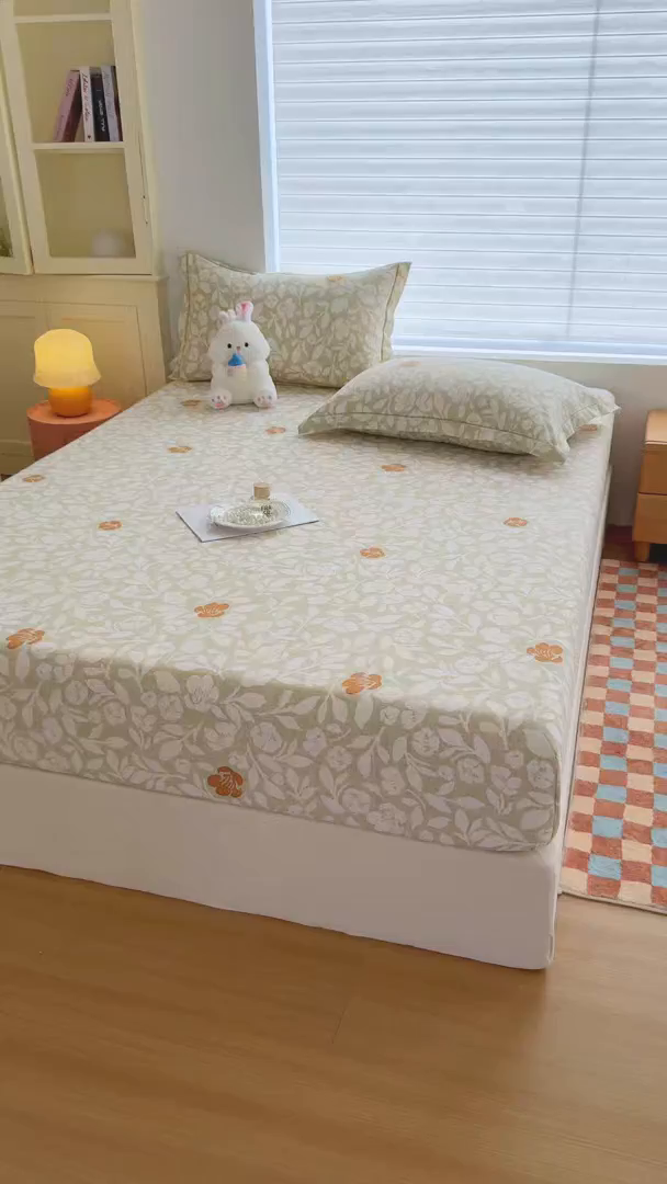 91家纺网 家纺一手货源 找家纺 壹贝家纺 2025新款全棉磨毛床笠系列 芷绿