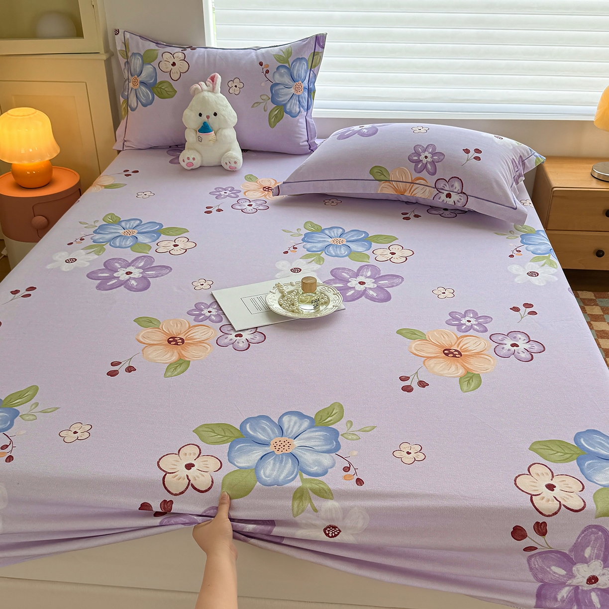 壹贝家纺 2025新款全棉磨毛床笠系列 紫魅