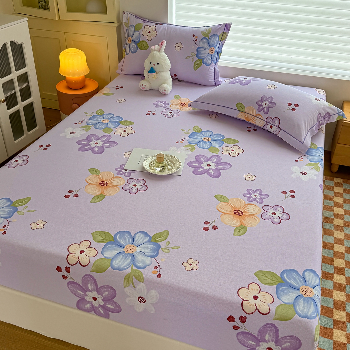 91家纺网 家纺一手货源 找家纺 壹贝家纺 2025新款全棉磨毛床笠系列 紫魅