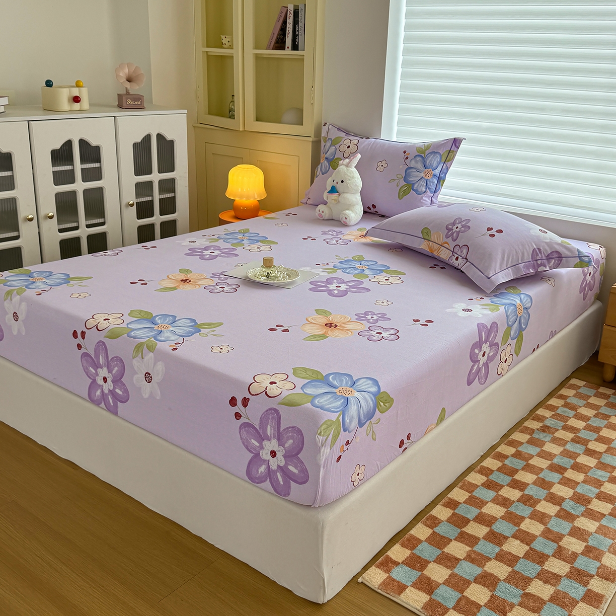 91家纺网 家纺一手货源 找家纺 壹贝家纺 2025新款全棉磨毛床笠系列 紫魅