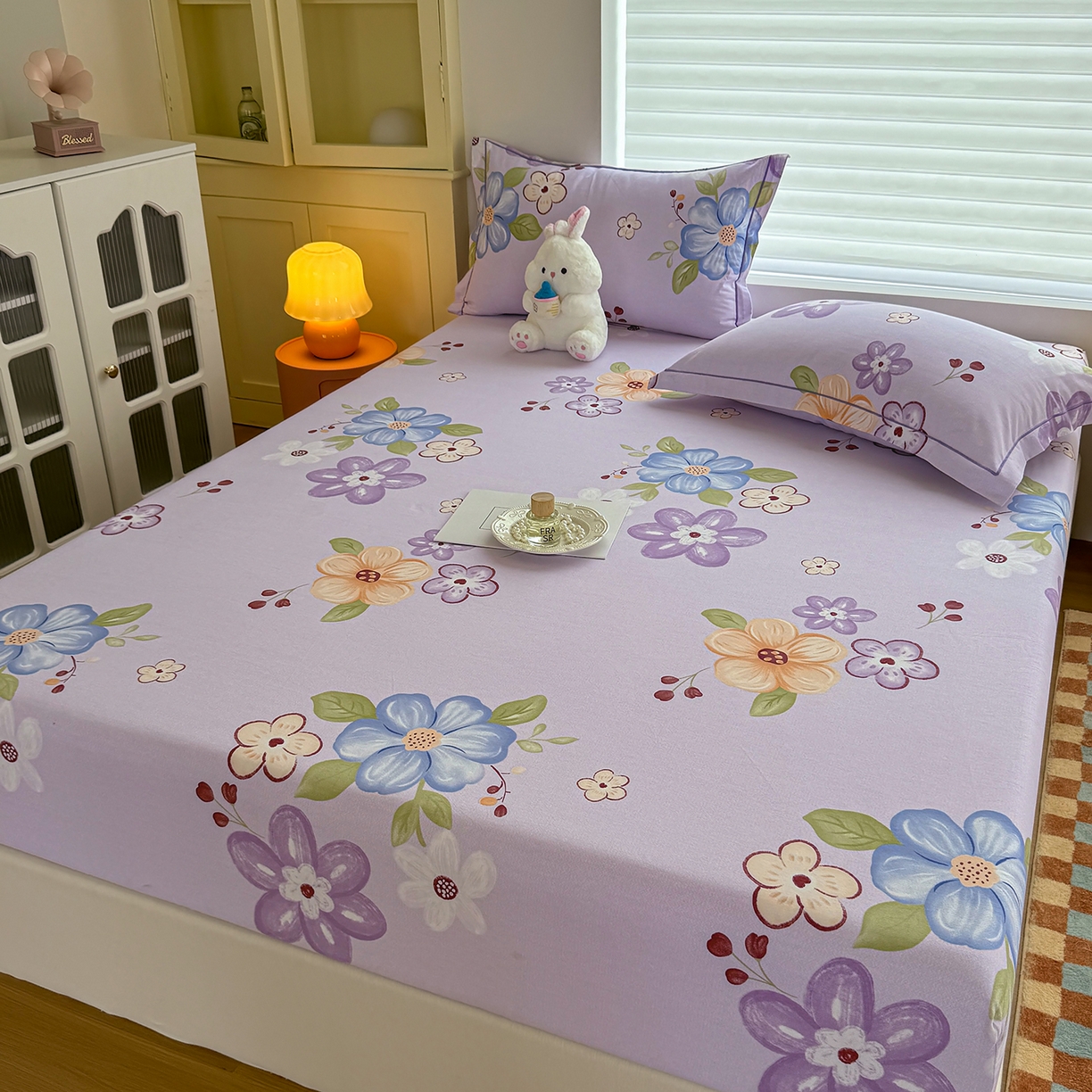 91家纺网 家纺一手货源 找家纺 壹贝家纺 2025新款全棉磨毛床笠系列 紫魅