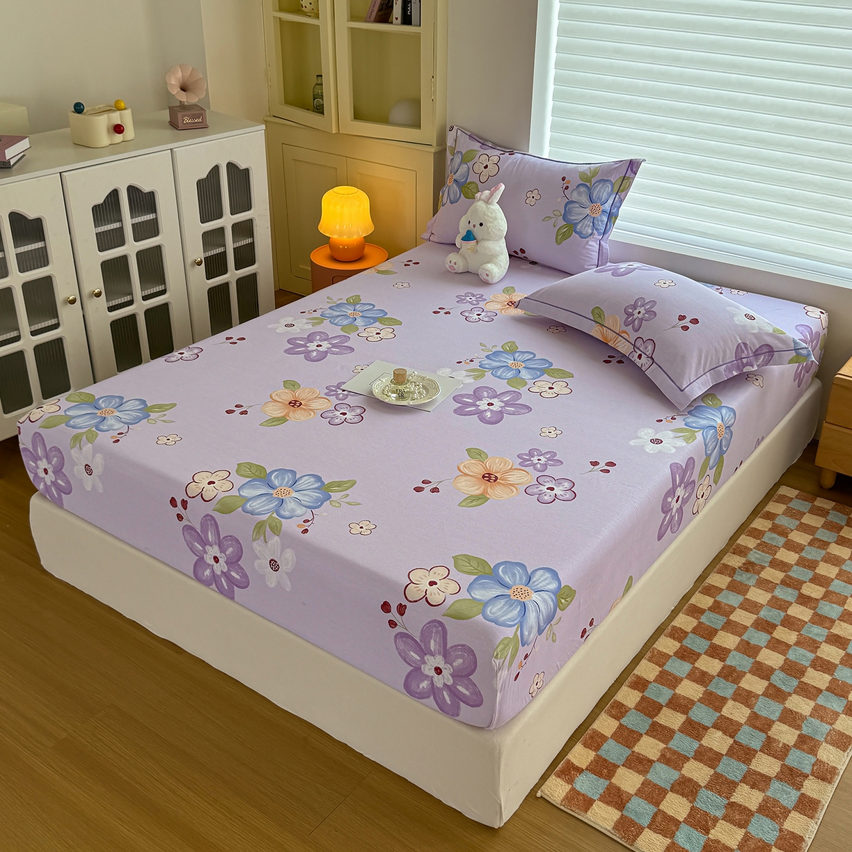 91家纺网 家纺一手货源 找家纺 壹贝家纺 2025新款全棉磨毛床笠系列 紫魅