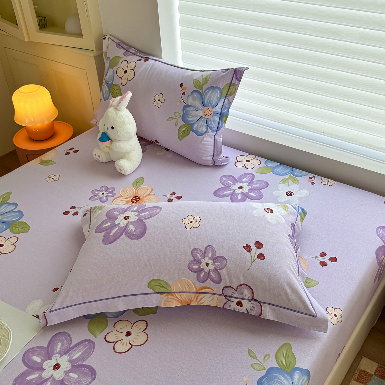 91家纺网 家纺一手货源 找家纺 壹贝家纺 2025新款全棉磨毛床笠系列 紫魅