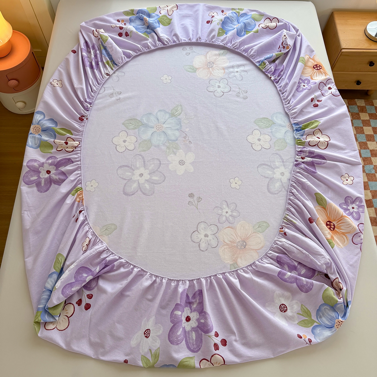 91家纺网 家纺一手货源 找家纺 壹贝家纺 2025新款全棉磨毛床笠系列 紫魅