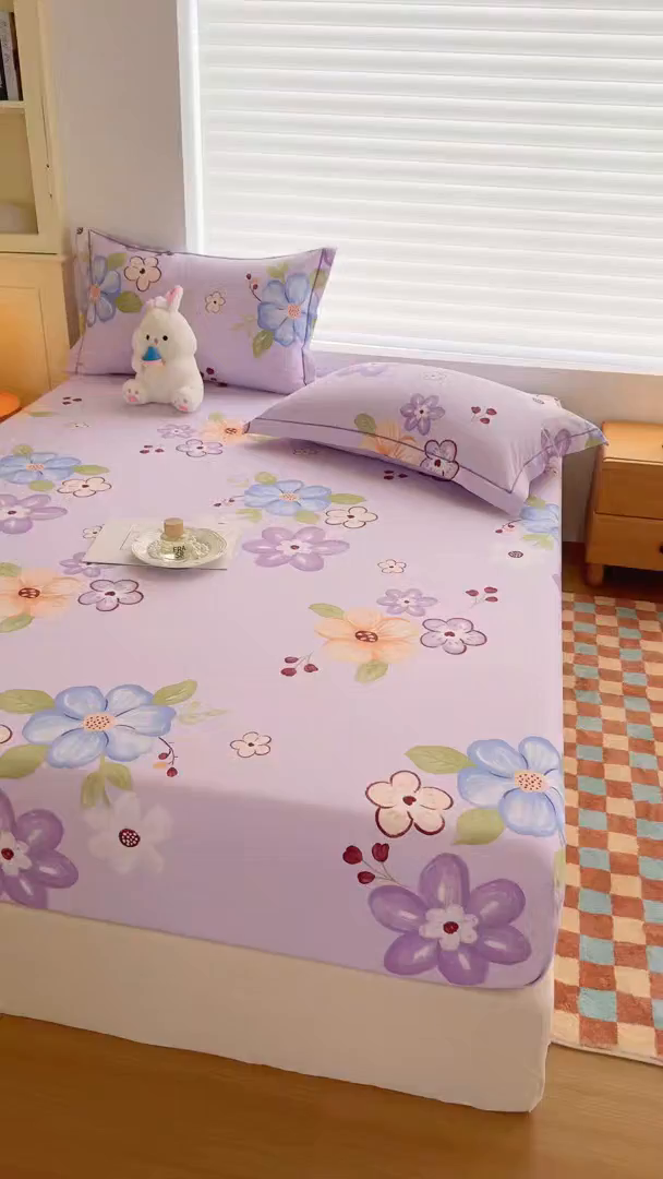 91家纺网 家纺一手货源 找家纺 壹贝家纺 2025新款全棉磨毛床笠系列 紫魅