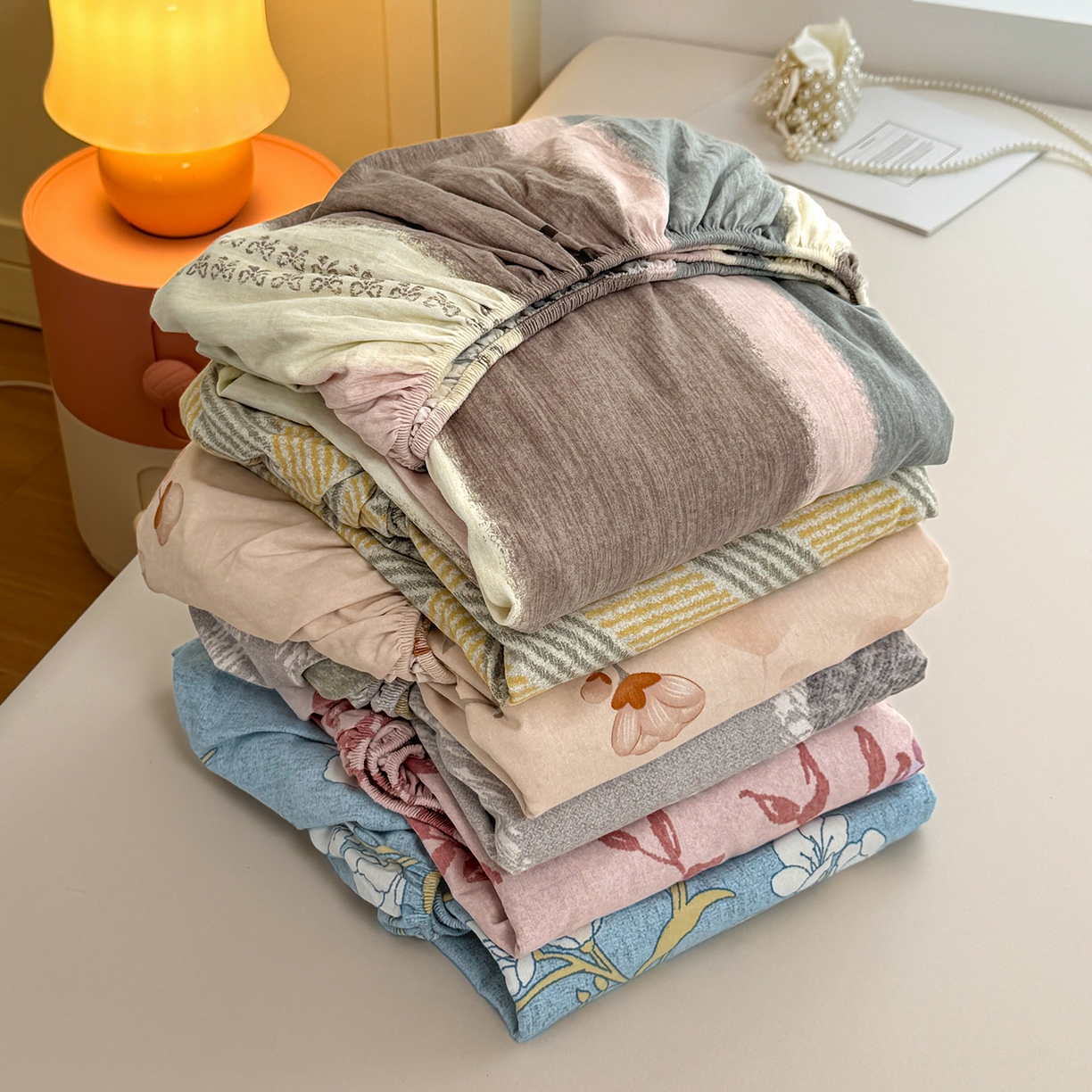 91家纺网 家纺一手货源 找家纺 壹贝家纺 2025新款全棉磨毛床笠系列 组合