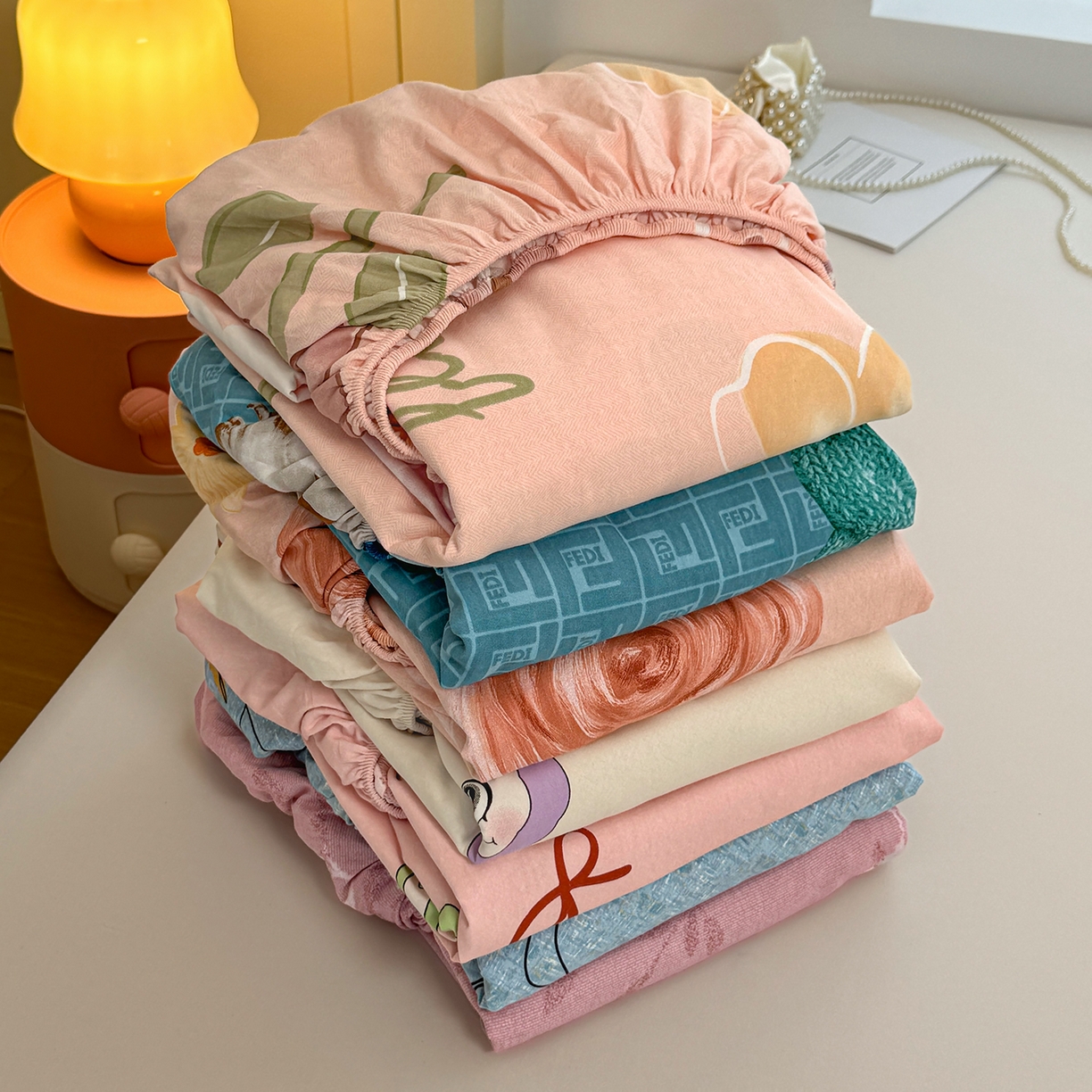 91家纺网 家纺一手货源 找家纺 壹贝家纺 2025新款全棉磨毛床笠系列 组合