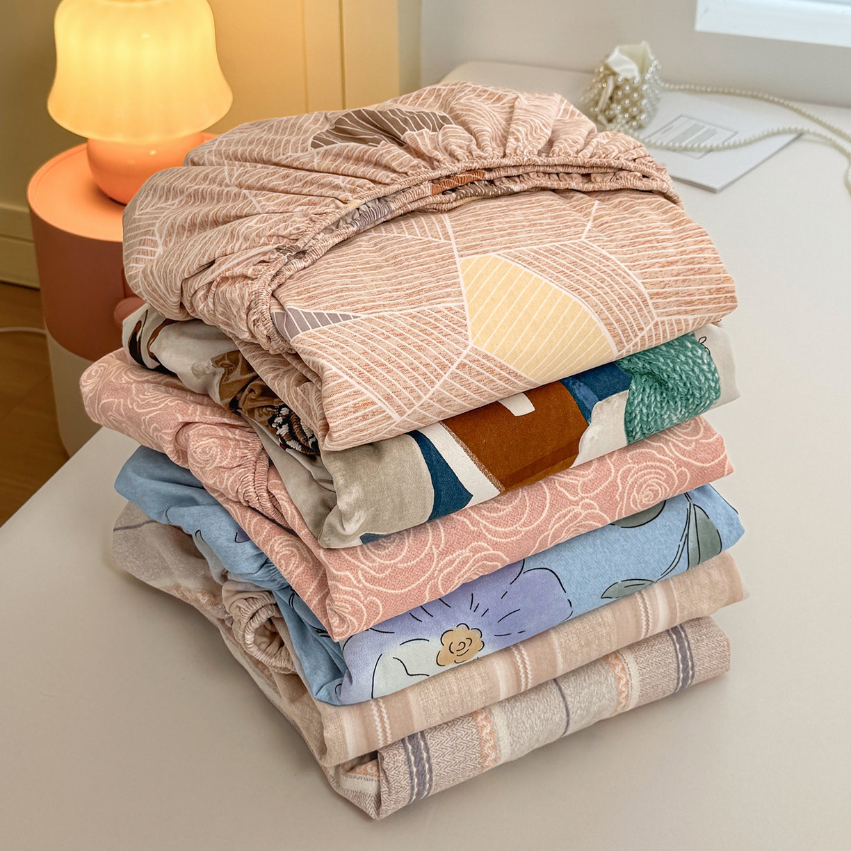 91家纺网 家纺一手货源 找家纺 壹贝家纺 2025新款全棉磨毛床笠系列 组合