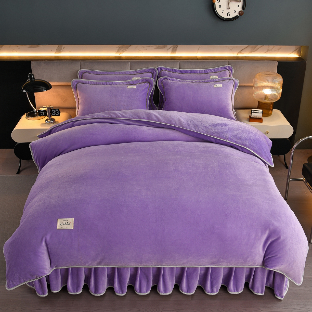 91家纺网 家纺一手货源 找家纺 （总）董成龙2025新款床裙款230克A类全消光婴儿级纯色牛奶绒四件套