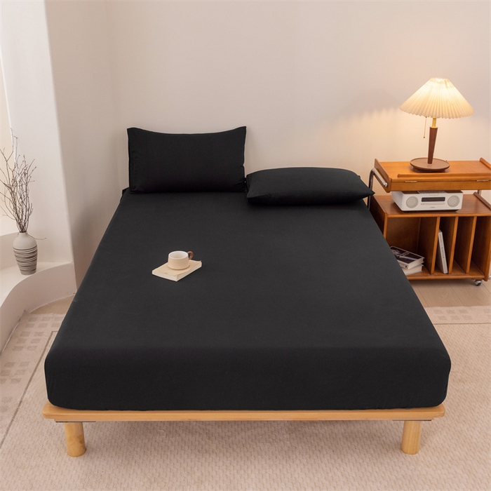 柏钧家纺 新款外贸跨境电商热销款印花床笠三件套 黑色