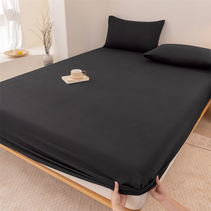 91家纺网 家纺一手货源 找家纺 柏钧家纺 新款外贸跨境电商热销款印花床笠三件套 黑色