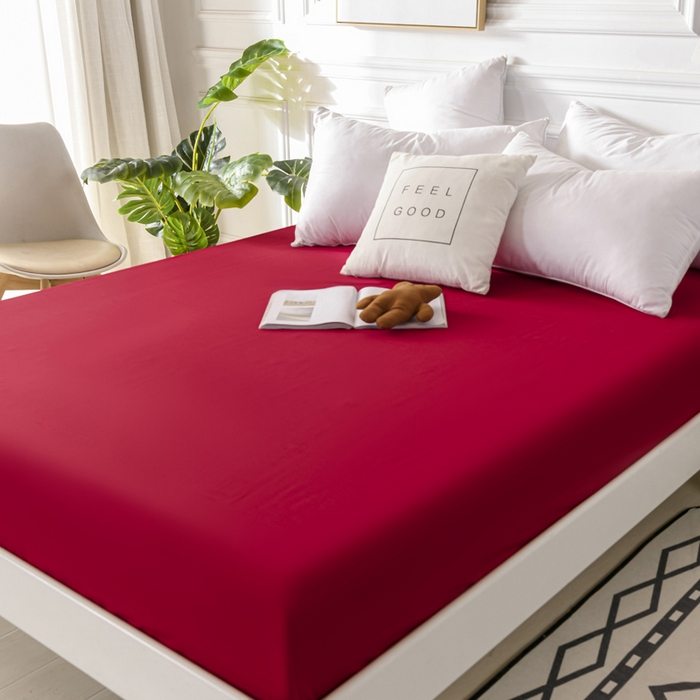 91家纺网 家纺一手货源 找家纺 柏钧家纺 新款外贸跨境电商热销款印花床笠三件套 红色