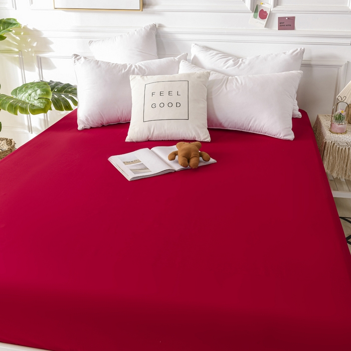 91家纺网 家纺一手货源 找家纺 柏钧家纺 新款外贸跨境电商热销款印花床笠三件套 红色