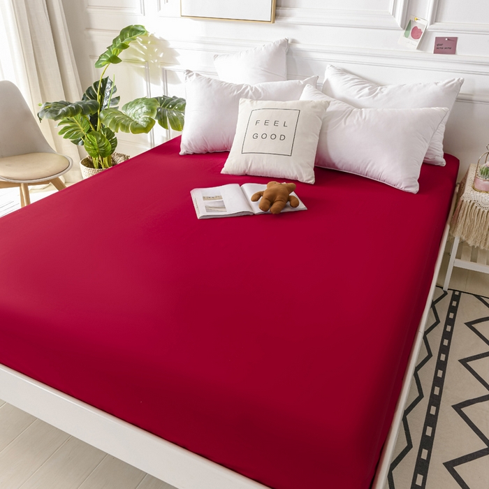 91家纺网 家纺一手货源 找家纺 柏钧家纺 新款外贸跨境电商热销款印花床笠三件套 红色