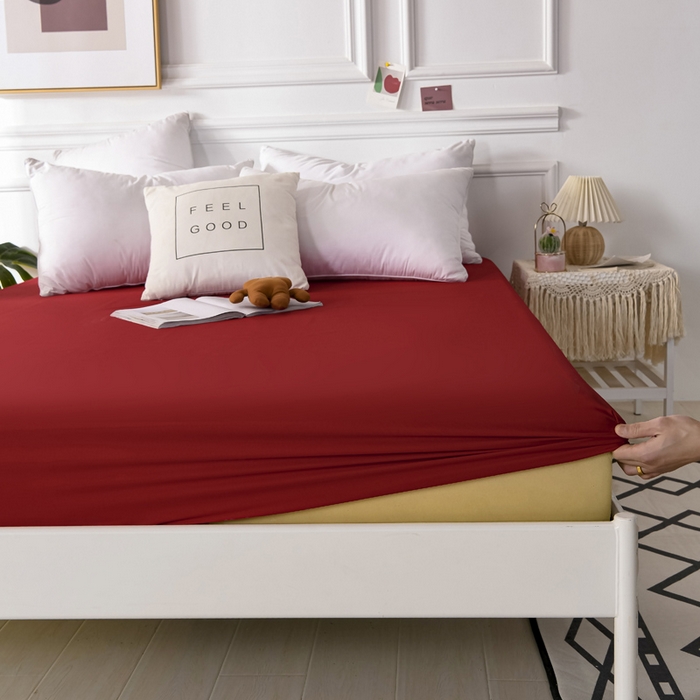 91家纺网 家纺一手货源 找家纺 柏钧家纺 新款外贸跨境电商热销款印花床笠三件套 红色