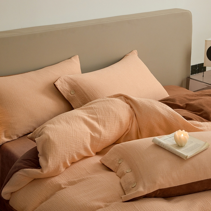 91家纺网 家纺一手货源 找家纺 （总）绒城 全棉泡泡双层纱拼牛奶绒四件套 棉拼绒四件套 棉加绒四件套 - 棉绒系列