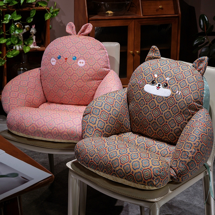 91家纺网 家纺一手货源 找家纺 仟亿莱 2025新款碎花三层纱半包围坐垫 半包围碎花哈士奇