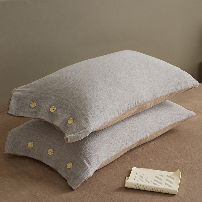 91家纺网 家纺一手货源 找家纺 绒城 全棉泡泡双层纱拼牛奶绒四件套 棉拼绒四件套 棉加绒四件套 - 棉绒系列 泡沫灰-橡木棕