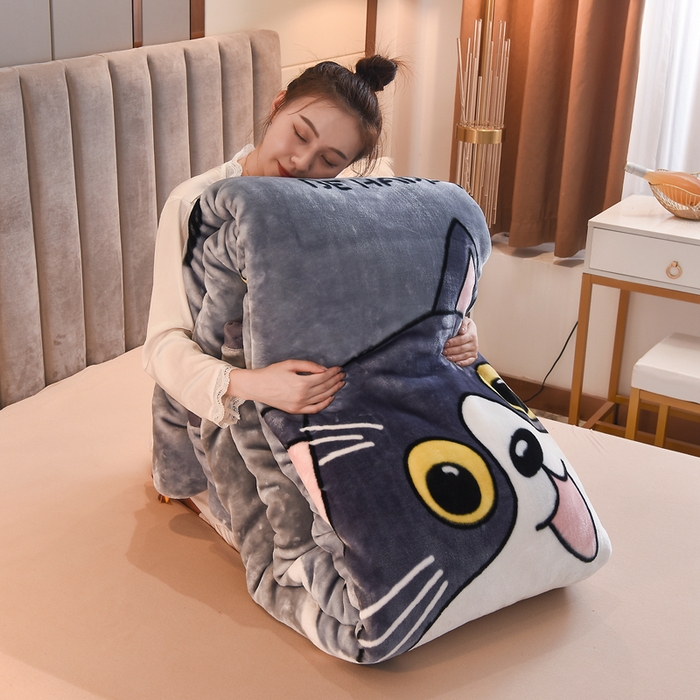 91家纺网 家纺一手货源 找家纺 新月家纺（锦威郎） 2025新款加厚保暖超柔毛毯时尚系列 玲珑猫