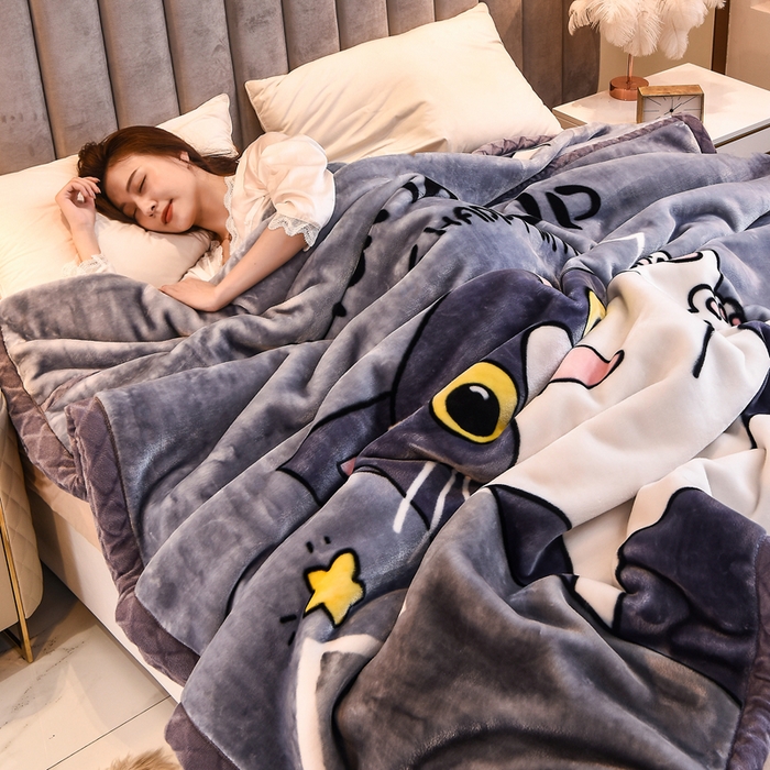 91家纺网 家纺一手货源 找家纺 新月家纺（锦威郎） 2025新款加厚保暖超柔毛毯时尚系列 玲珑猫