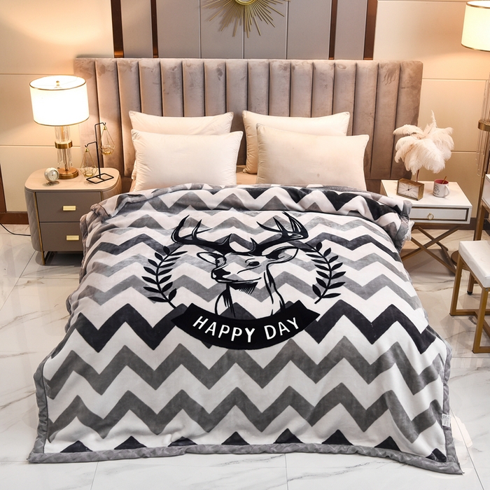 91家纺网 家纺一手货源 找家纺 新月家纺（锦威郎） 2025新款加厚保暖超柔毛毯时尚系列 几何鹿