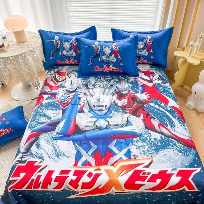 91家纺网 家纺一手货源 找家纺 一电 2025新款卡通床单单件被单学生宿舍被罩三件套单人儿童上下床床单-第一批 奥特警卫队