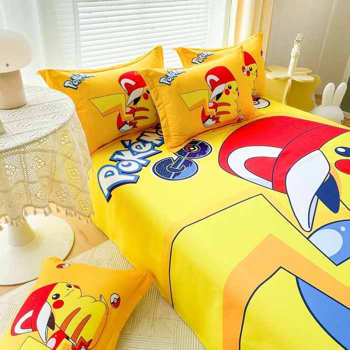 91家纺网 家纺一手货源 找家纺 一电 2025新款卡通床单单件被单学生宿舍被罩三件套单人儿童上下床床单-第一批 小红帽皮卡丘