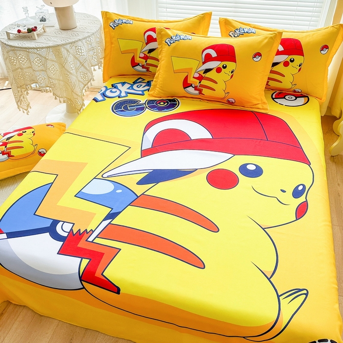 91家纺网 家纺一手货源 找家纺 一电 2025新款卡通床单单件被单学生宿舍被罩三件套单人儿童上下床床单-第一批 小红帽皮卡丘