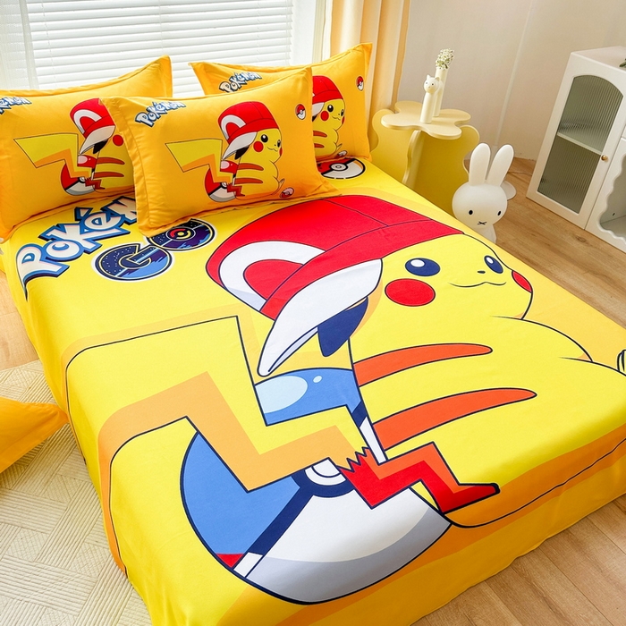 91家纺网 家纺一手货源 找家纺 一电 2025新款卡通床单单件被单学生宿舍被罩三件套单人儿童上下床床单-第一批 小红帽皮卡丘