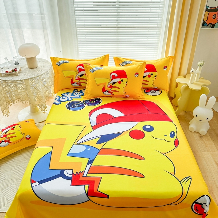 91家纺网 家纺一手货源 找家纺 一电 2025新款卡通床单单件被单学生宿舍被罩三件套单人儿童上下床床单-第一批 小红帽皮卡丘