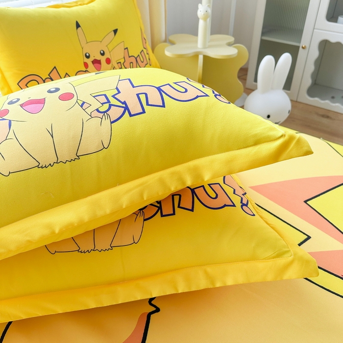 91家纺网 家纺一手货源 找家纺 一电 2025新款卡通床单单件被单学生宿舍被罩三件套单人儿童上下床床单-第一批 唱歌皮卡丘