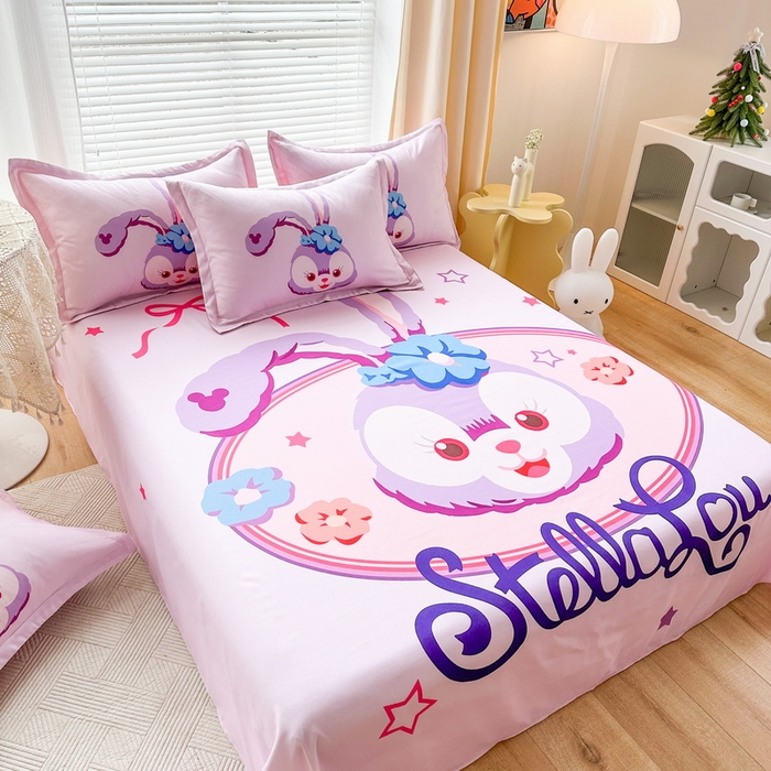 91家纺网 家纺一手货源 找家纺 一电 2025新款卡通床单单件被单学生宿舍被罩三件套单人儿童上下床床单-第一批 可爱星黛露
