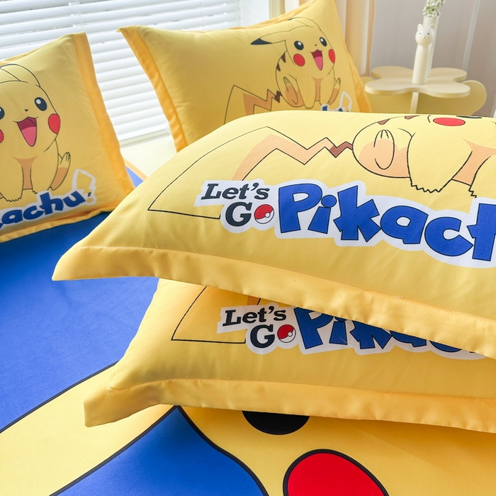91家纺网 家纺一手货源 找家纺 一电 2025新款卡通床单单件被单学生宿舍被罩三件套单人儿童上下床床单-第一批 淘气皮卡丘