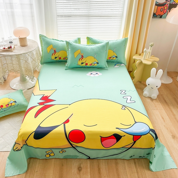 一电 2025新款卡通床单单件被单学生宿舍被罩三件套单人儿童上下床床单-第一批 呼呼皮卡丘