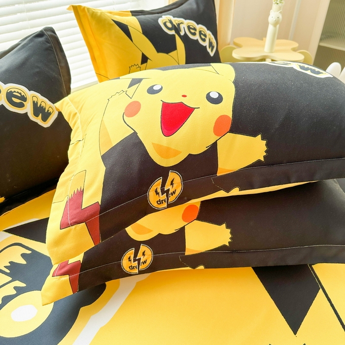 91家纺网 家纺一手货源 找家纺 一电 2025新款卡通床单单件被单学生宿舍被罩三件套单人儿童上下床床单-第一批 闪电皮卡丘