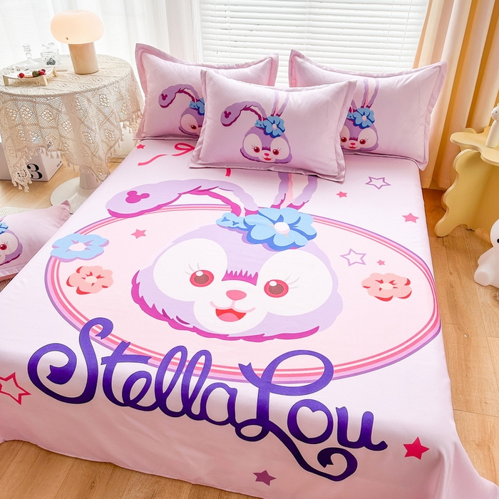 91家纺网 家纺一手货源 找家纺 一电 2025新款卡通床单单件被单学生宿舍被罩三件套单人儿童上下床床单-第一批 可爱星黛露