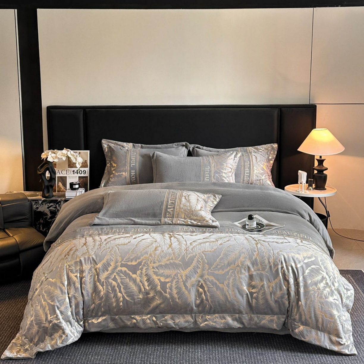 91家纺网 家纺一手货源 找家纺 （总）女子家纺 2025新款牛奶绒拼接刺绣四件套-普罗旺斯