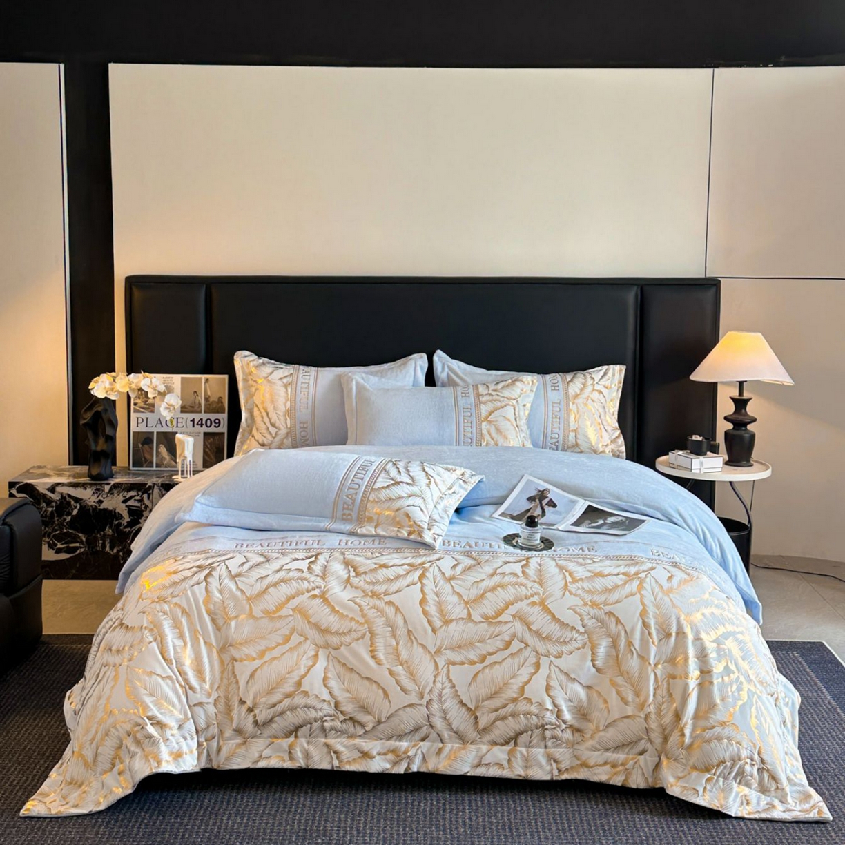 91家纺网 家纺一手货源 找家纺 （总）女子家纺 2025新款牛奶绒拼接刺绣四件套-普罗旺斯